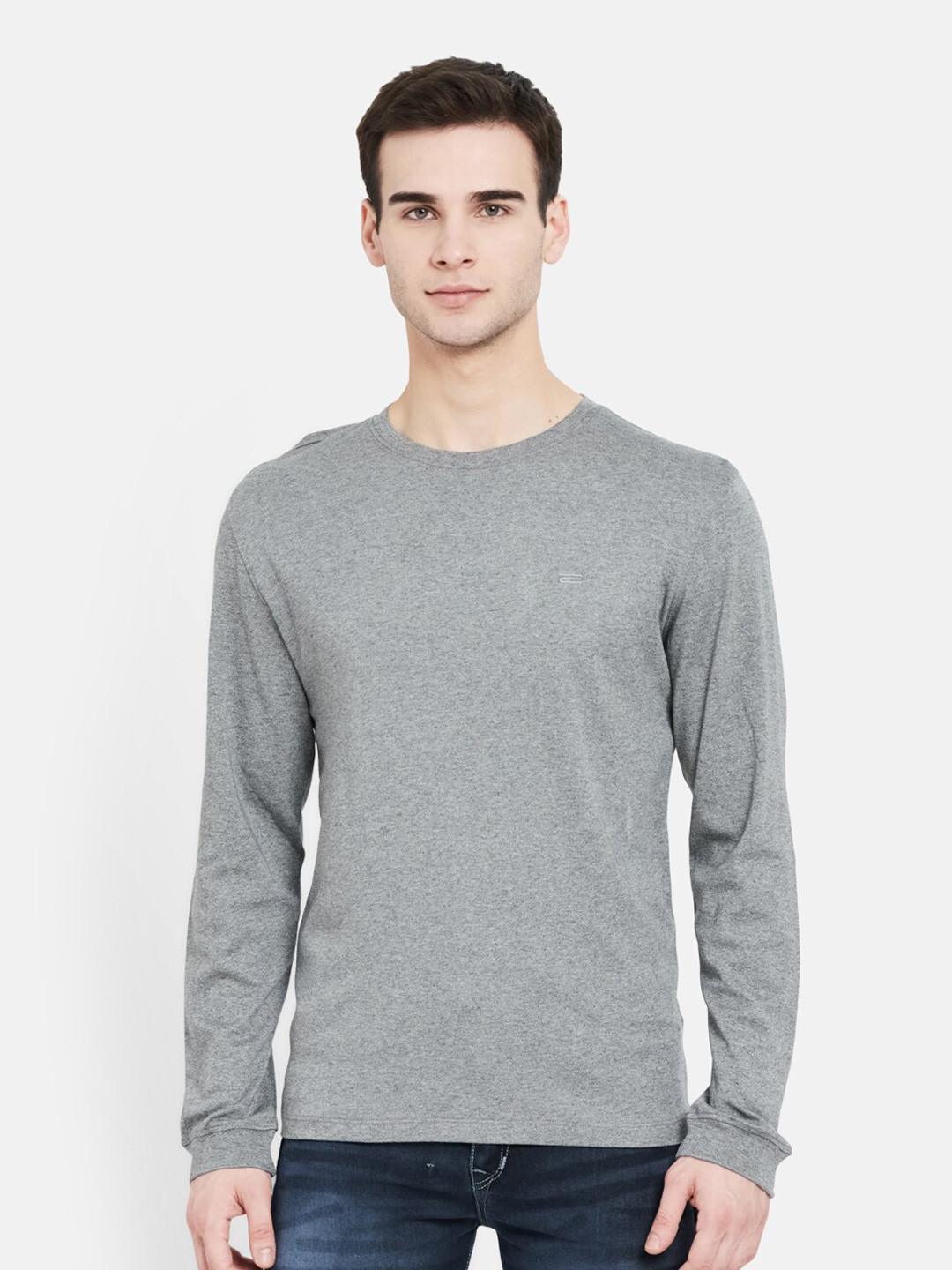 METTLE Men Grey Cotton T-shirt
