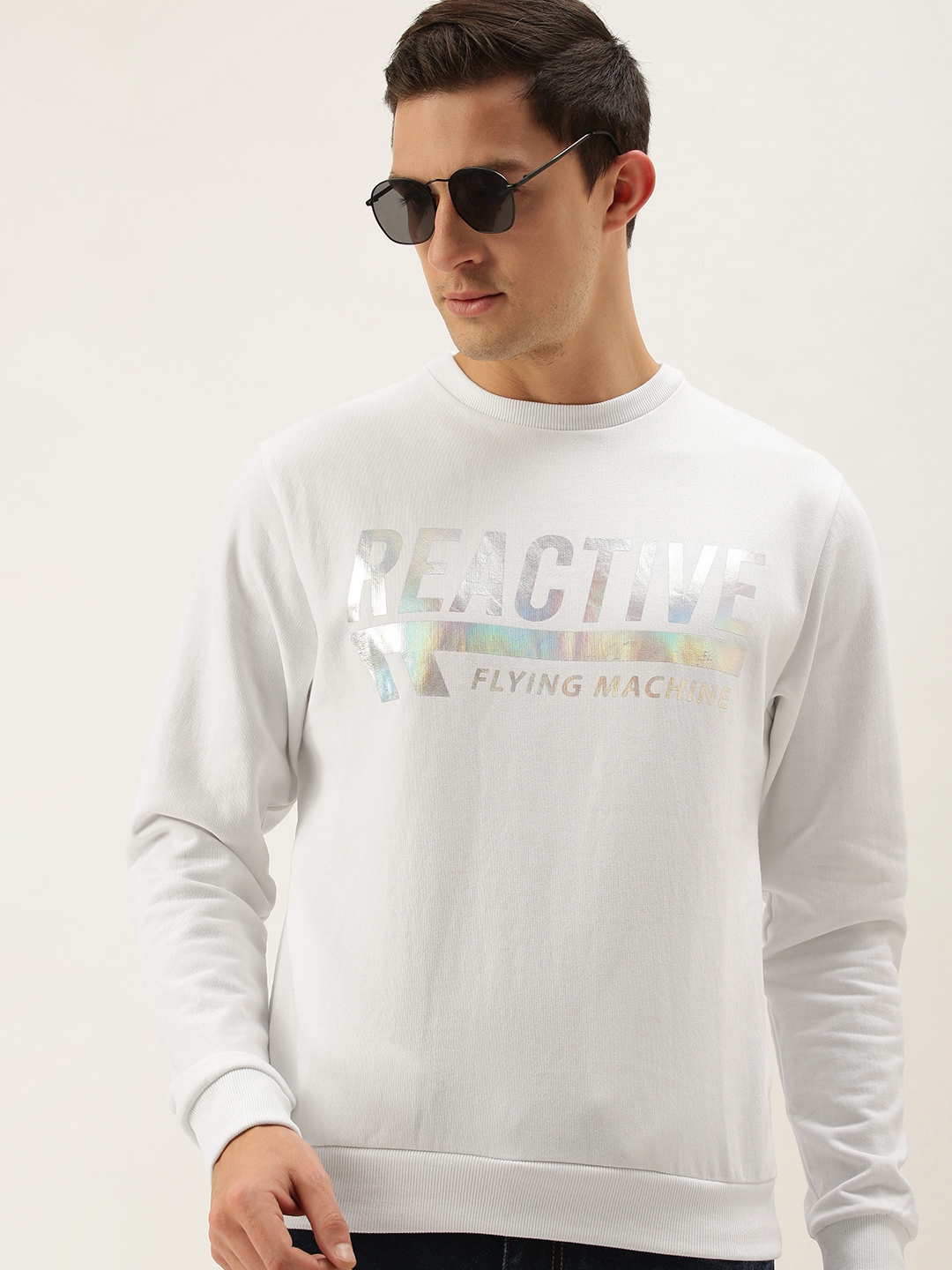 Buy Flying Machine Men White Typographic Printed Sweatshirt