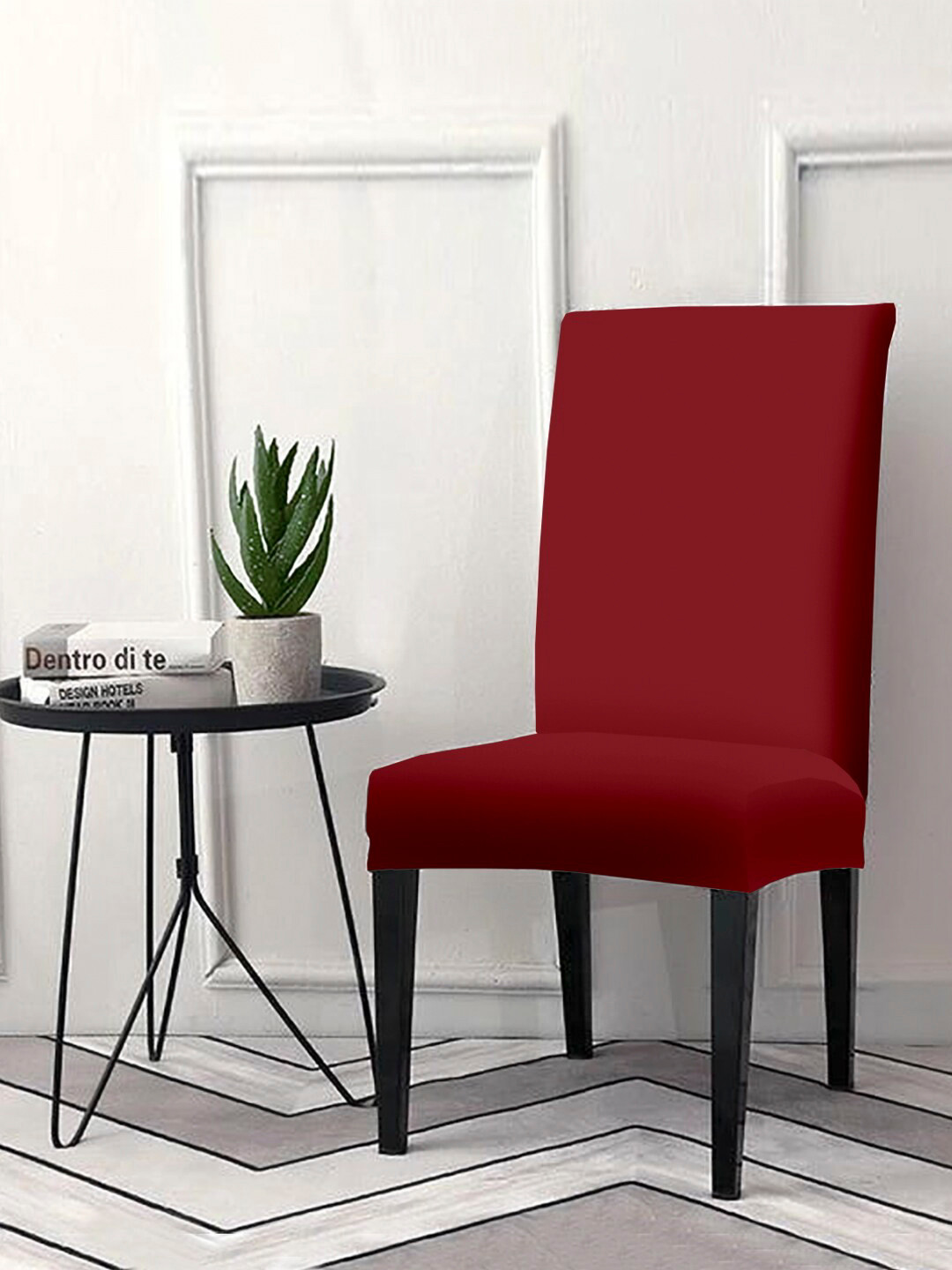 Cortina Maroon Solid Chair Cover