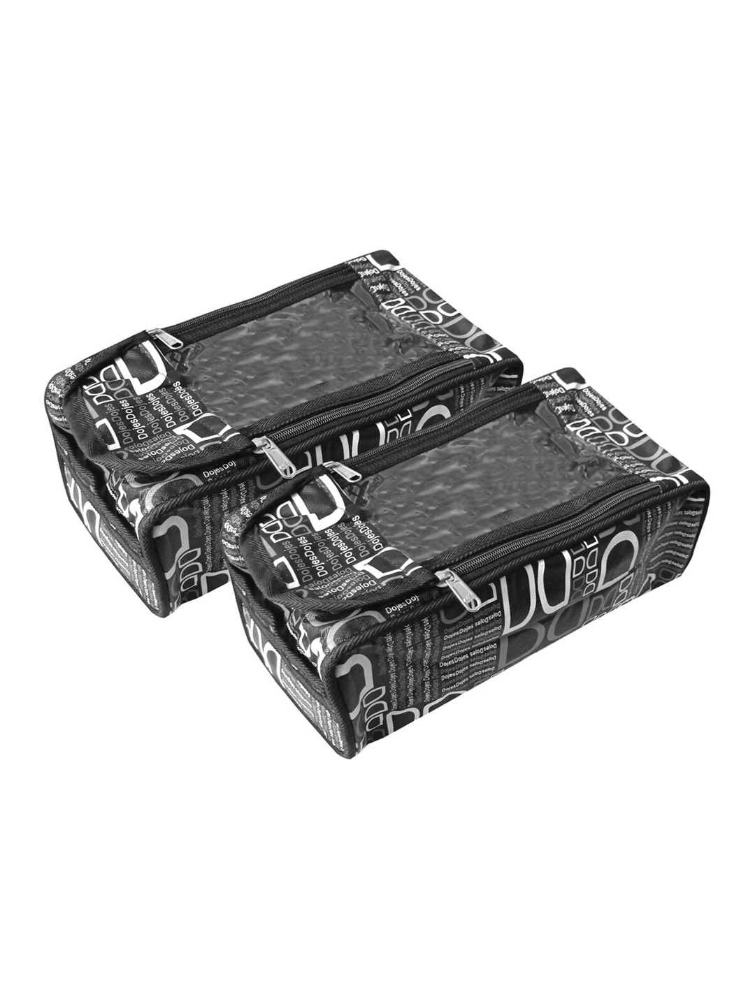 Kuber Industries Set of 2 Black Printed Travel Pouch