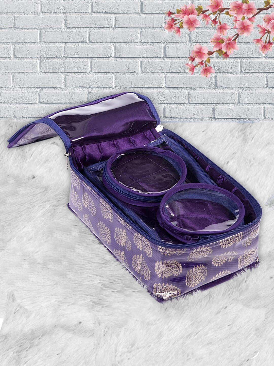 Kuber Industries Purple & Gold Coloured Set of 1 Jewellery Organiser Kit