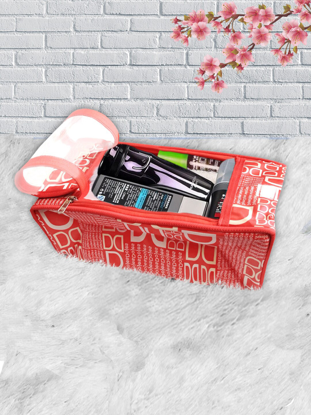 Kuber Industries Red & White Printed Dopp Kit