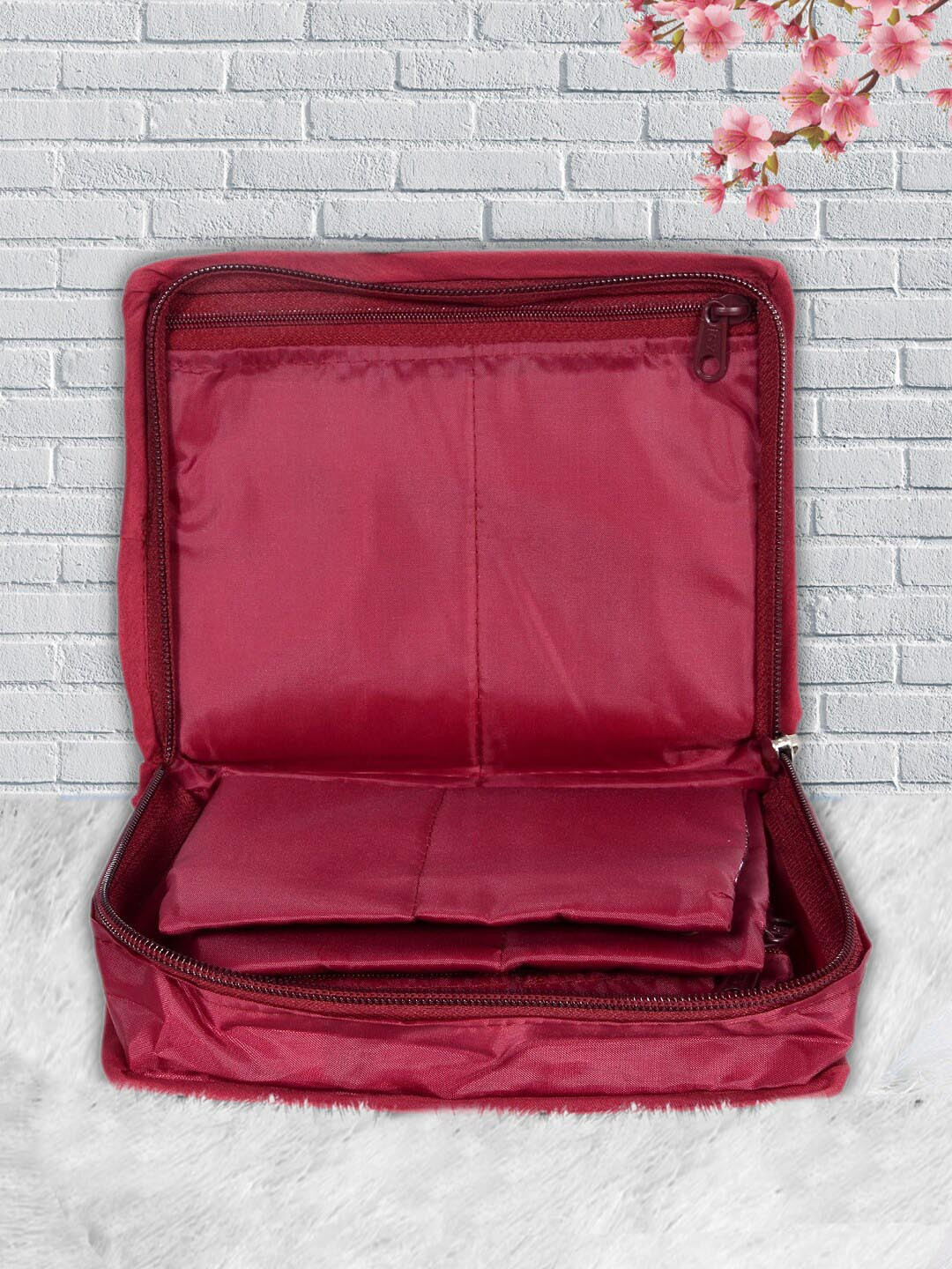 Kuber Industries Maroon Solid Jewellery Organiser