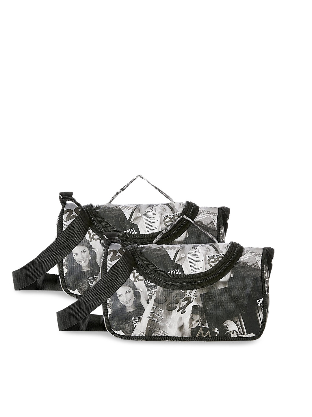 Kuber Industries Set Of 2 Black & Grey Printed Dopp Kit