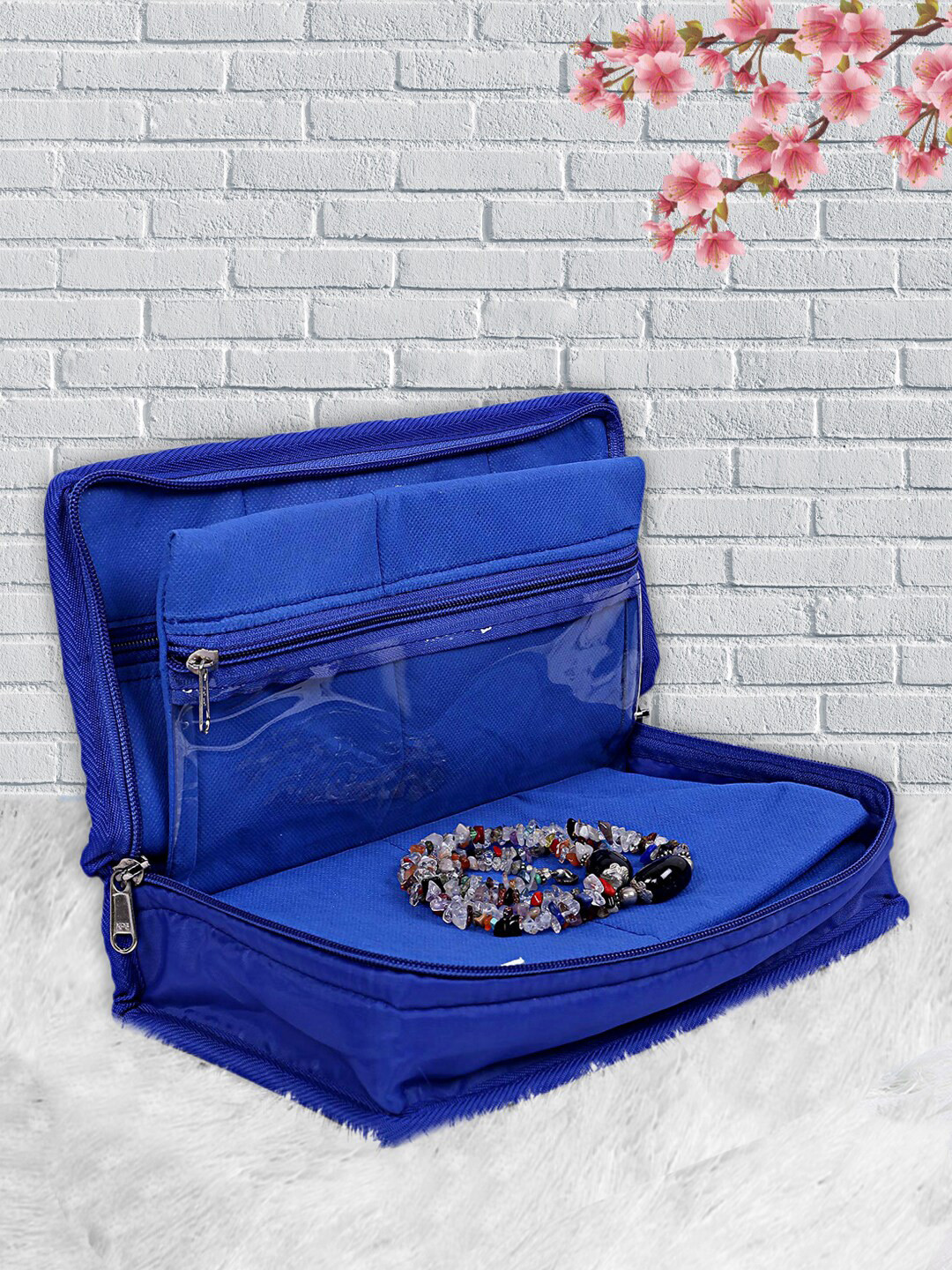 Kuber Industries Blue Solid Jewellery Organiser