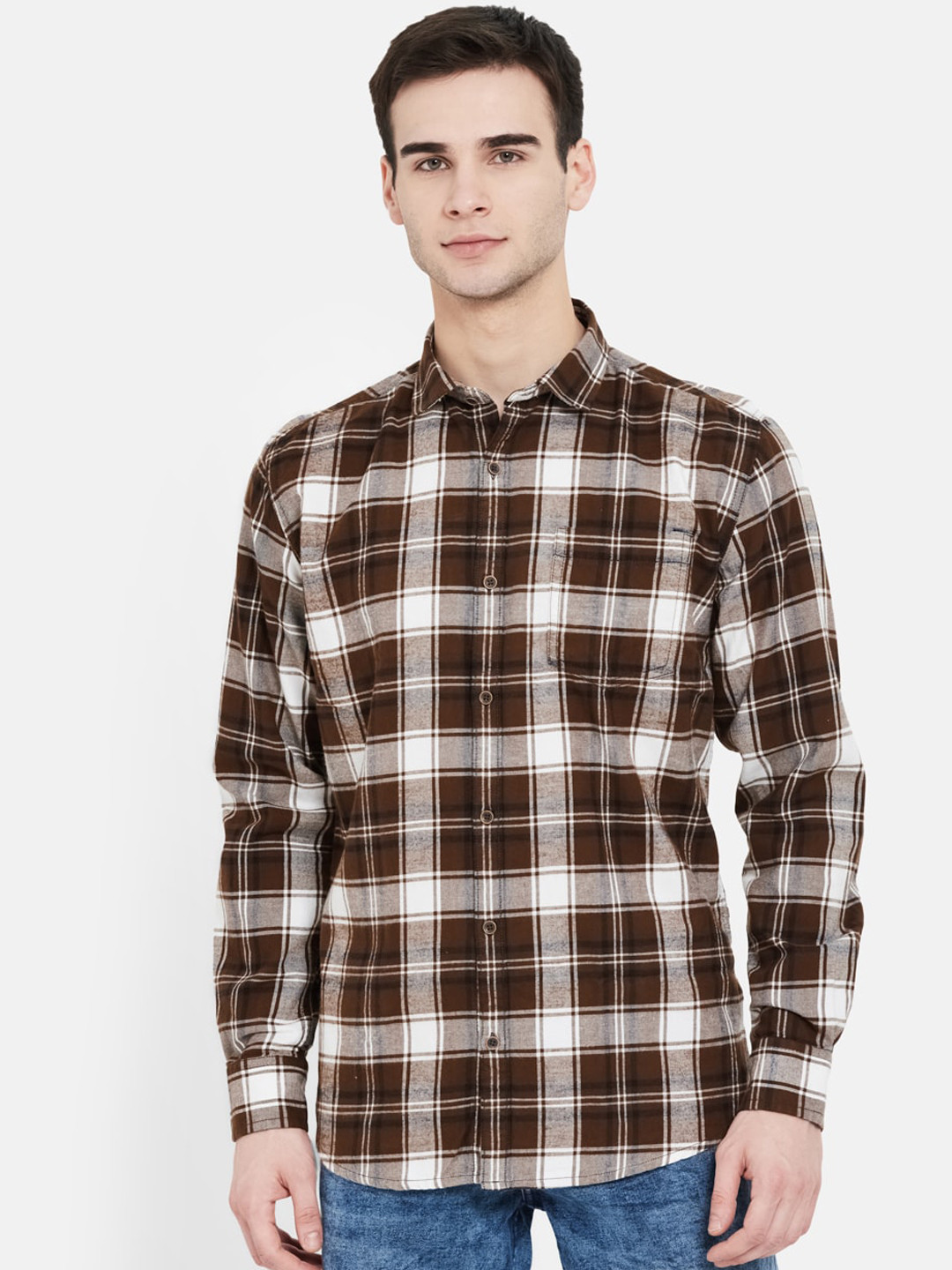 METTLE Men Red Opaque Checked Casual Shirt