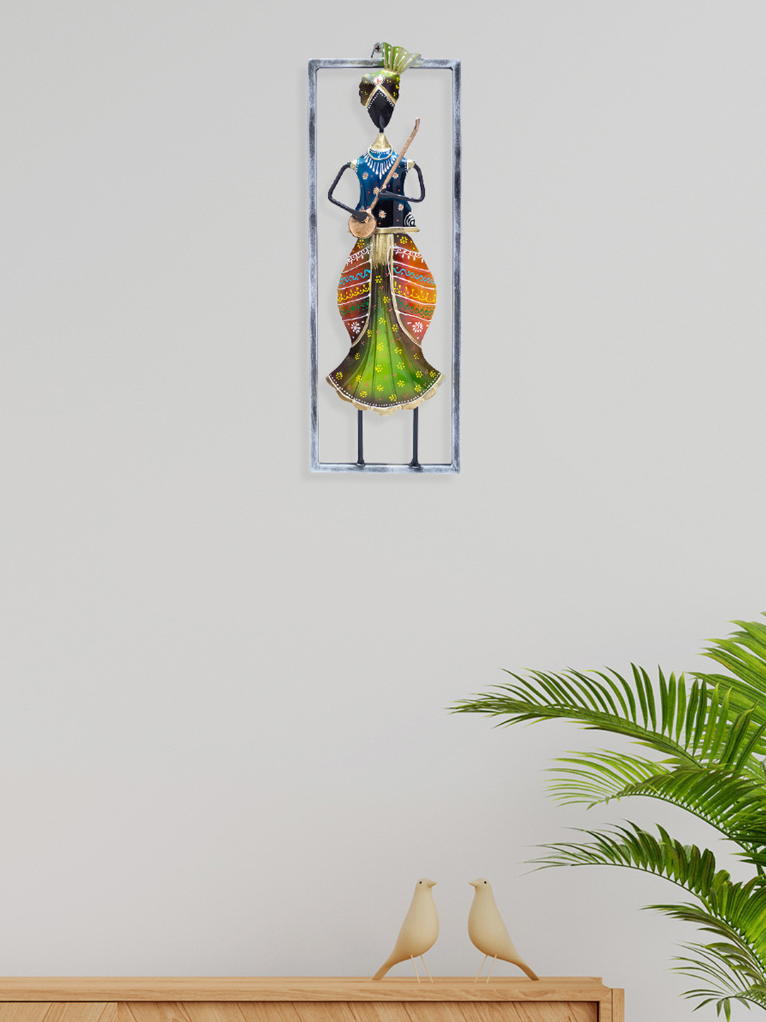 Golden Peacock Metal Ethnic Motifs Glossy Hanging Hall Wall Hangings-19.7In