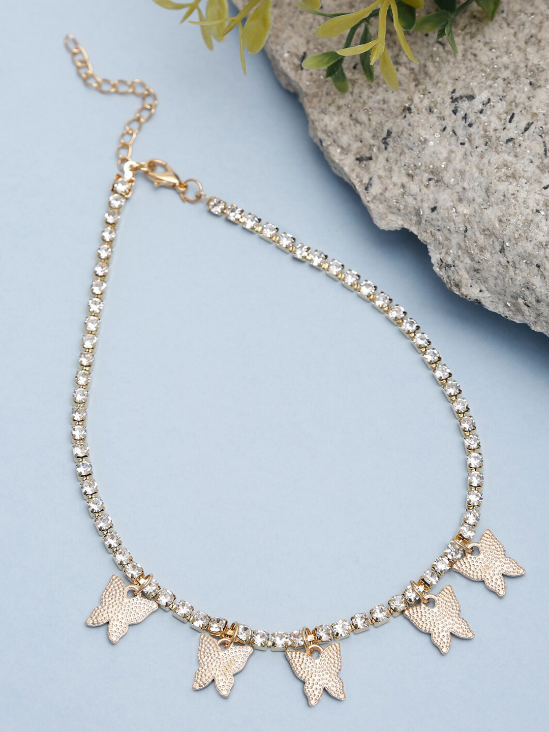 Celena Cole Gold-Toned & White Gold-Plated Butterfly Necklace