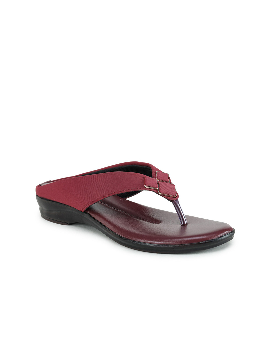 SAPATOS Women Maroon T-Strap Flats