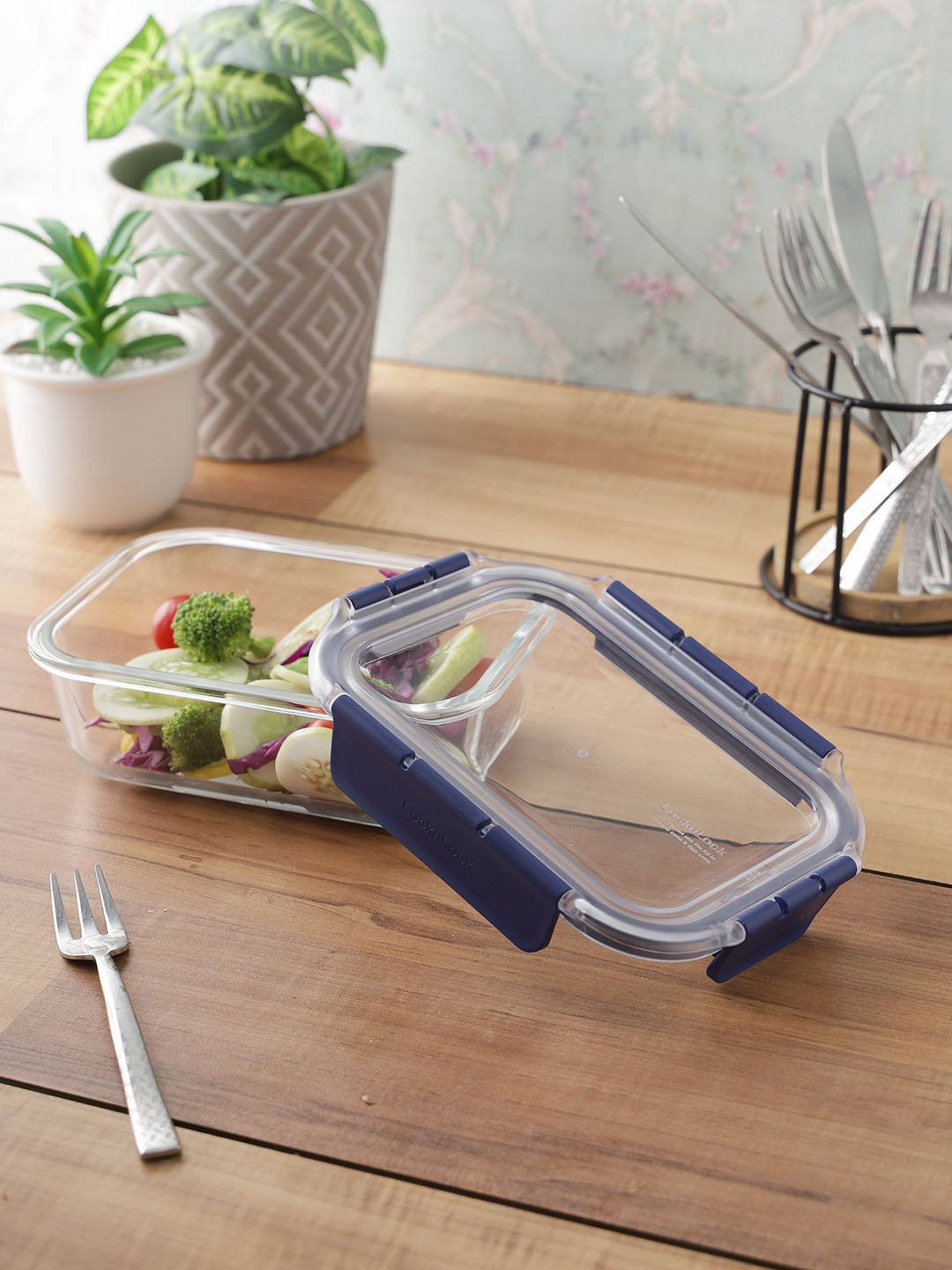 Lock & Lock Transparent Rectangular Leak Proof Heat Resistant Glass Container 630ml