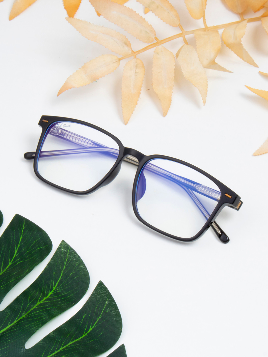 Ted Smith Unisex Black & Grey  Wayfarer Frames  with Blue-Light Blocking Computer Glasses