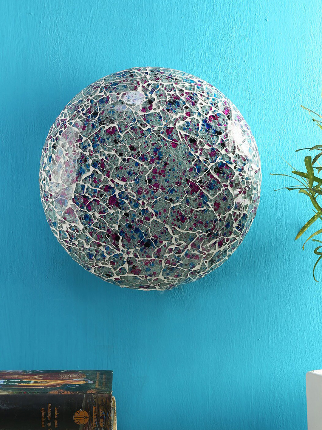 Devansh Mosaic Blue Color Flush Mounted Contemporary Wall Lamp