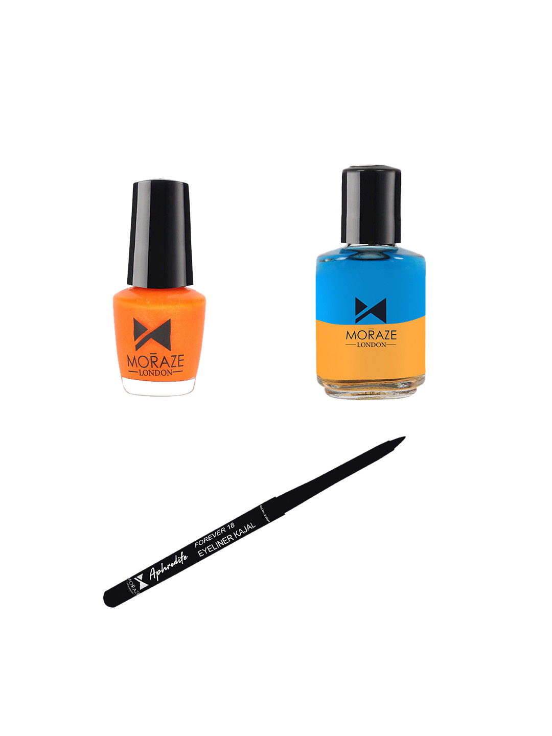 Moraze Women Combo of Nail Polish 5ml With Nail Paint Remover 30ml & Kajal 0.35 GM