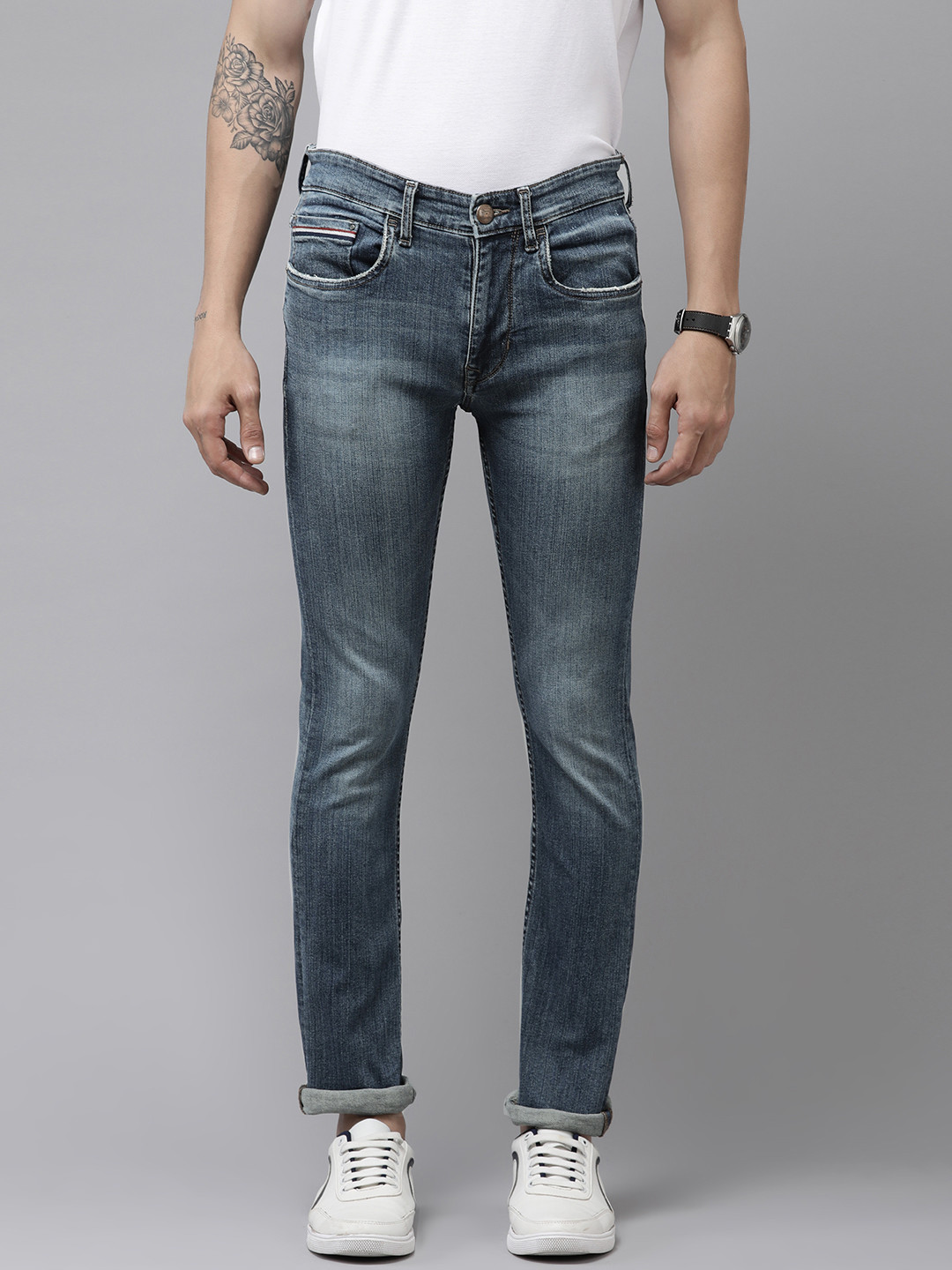 U S Polo Assn Denim Co Men Blue Light Fade Stretchable Jeans