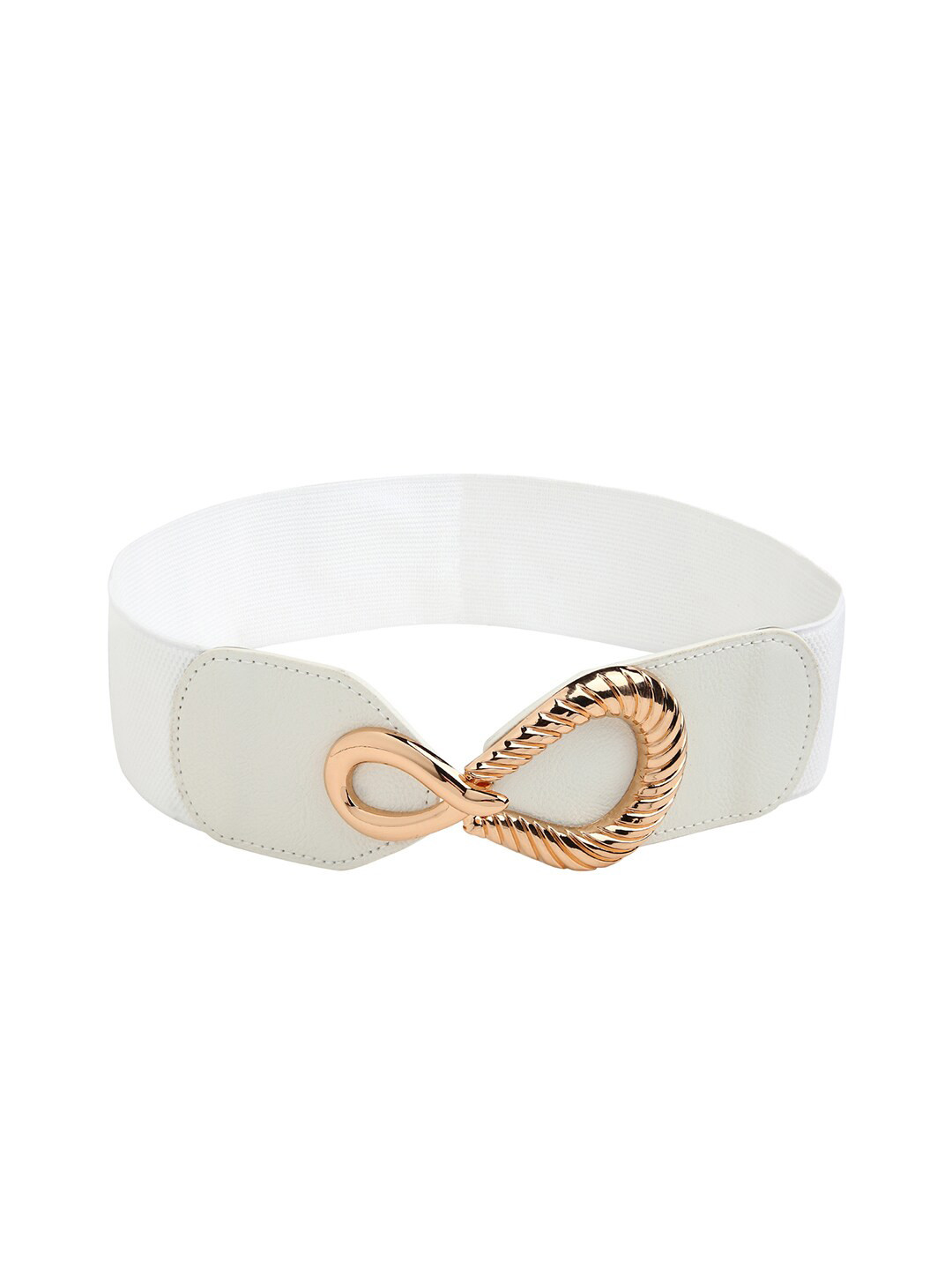 CRUSSET Women White Textured Belt with Embellished Closure