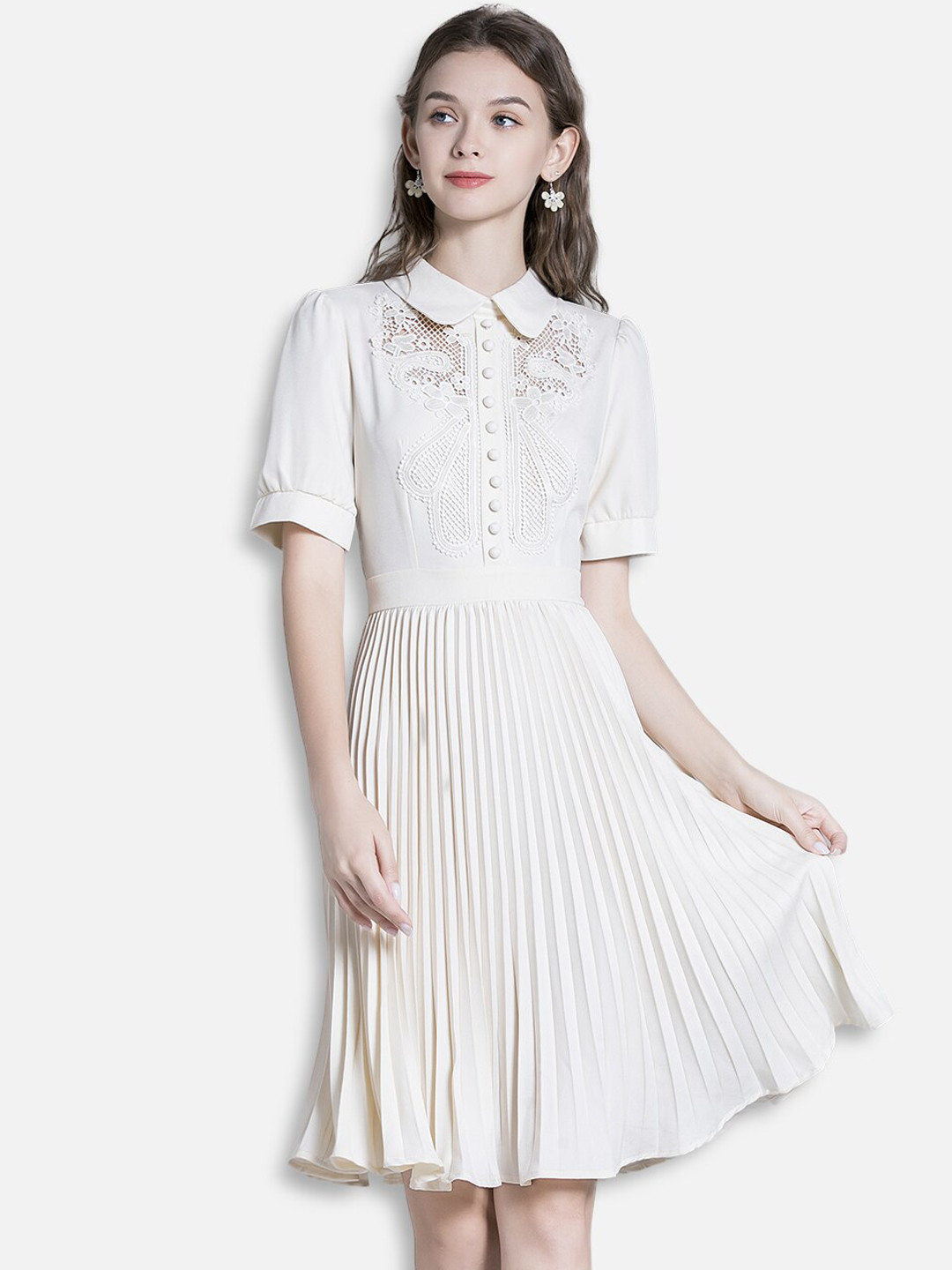 JC Collection Cream-coloured Striped Shirt Dress