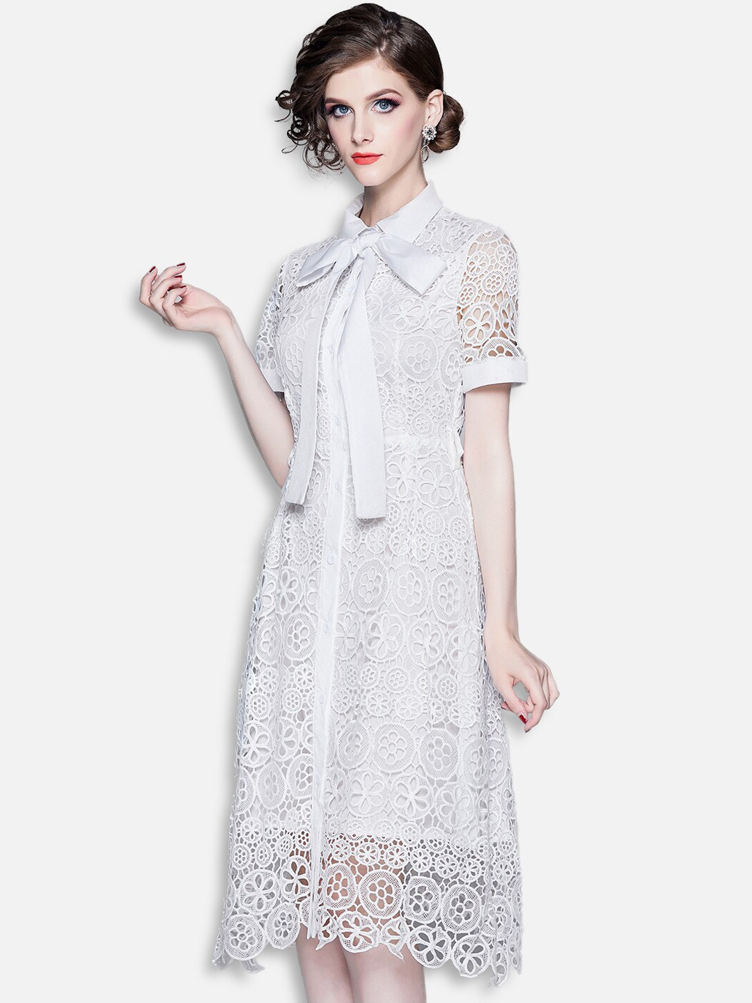 JC Collection Women White Shirt Midi Dress