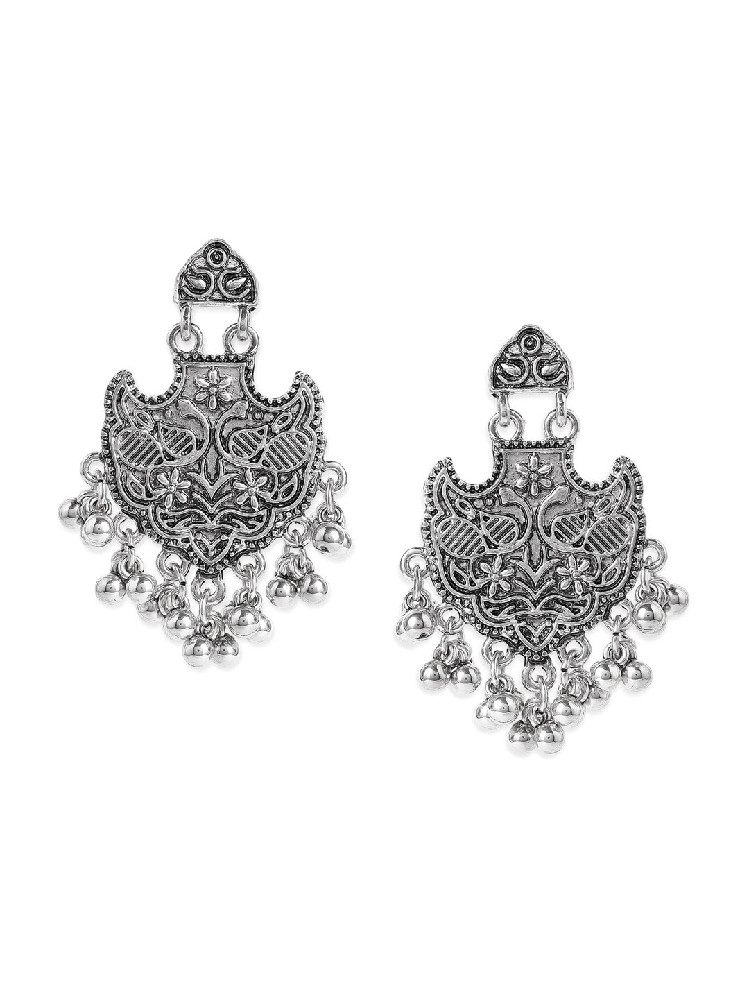 Anouk Silver Toned Alloy Silver Plated Oxidised Classic Drop Earrings