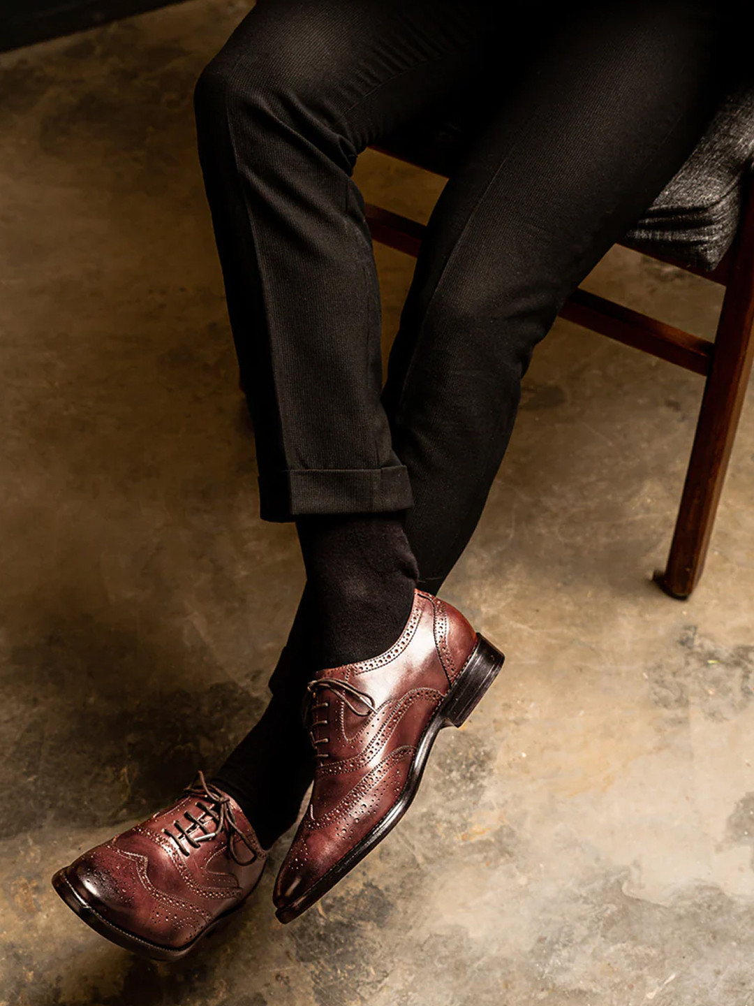 Saint G Men Burgundy Solid Leather Formal Oxford