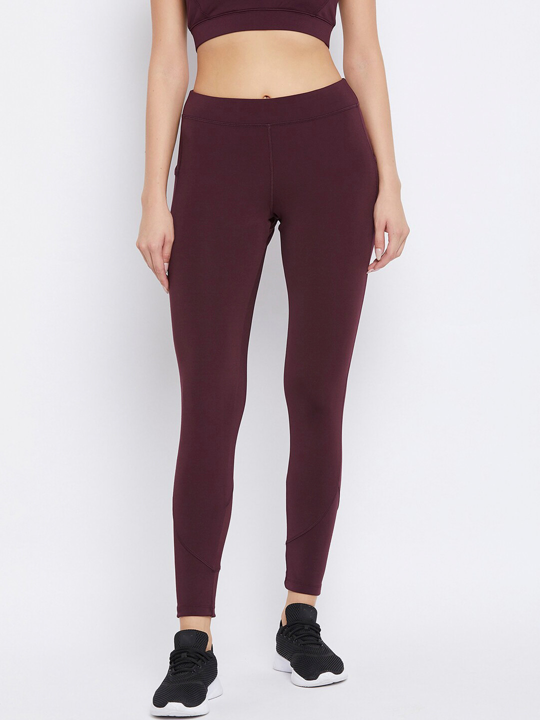 ATHLISIS Women Marron Solid Ankle-Length E-Dry Technology Training Tights