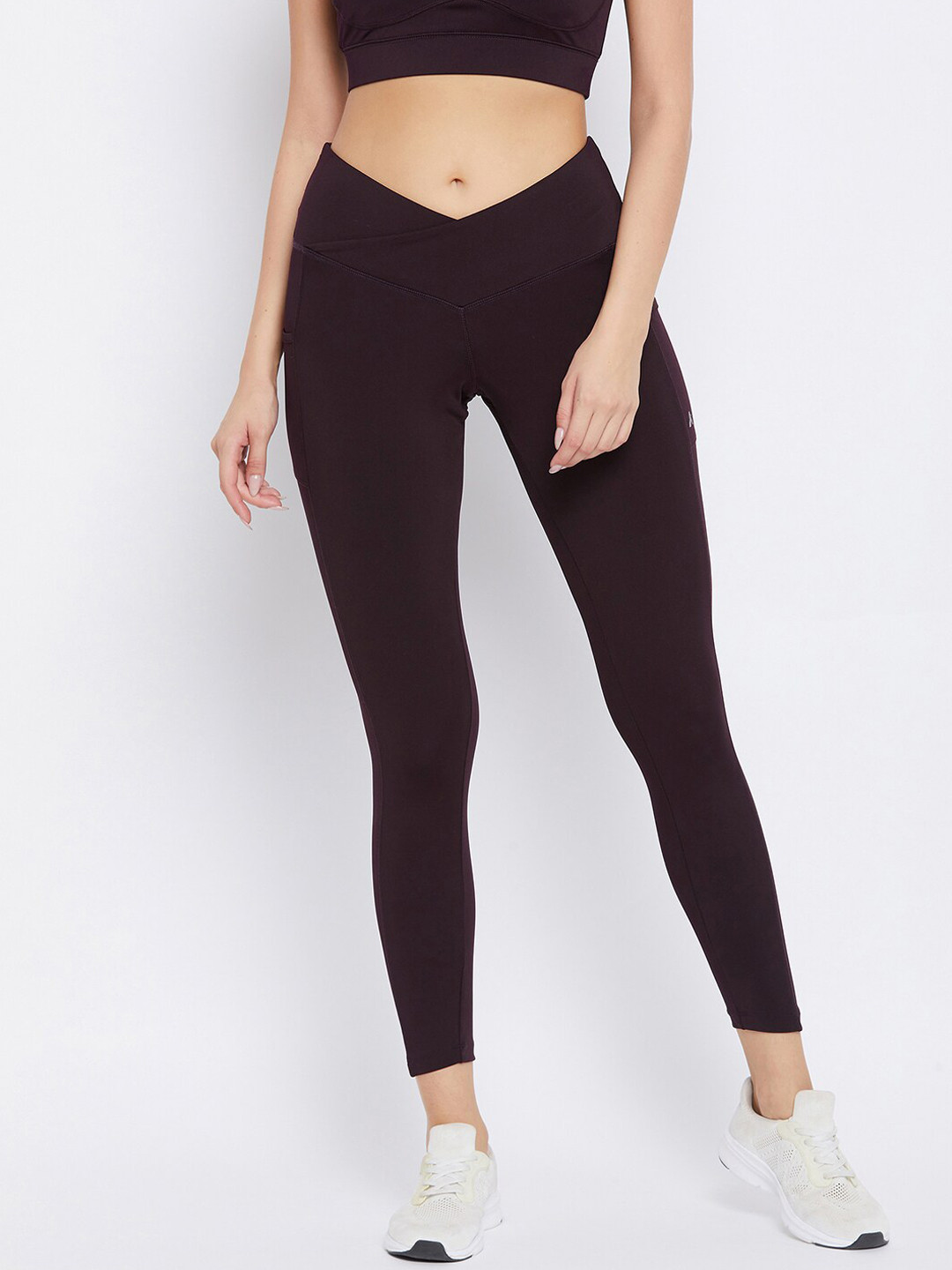 ATHLISIS Women Burgundy Solid E-Dry Technology Training Tights