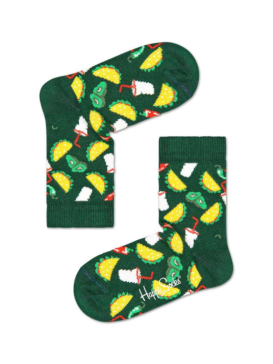 Happy Socks Infant Kids Green & Yellow Taco Patterned Above Ankle-Length Socks