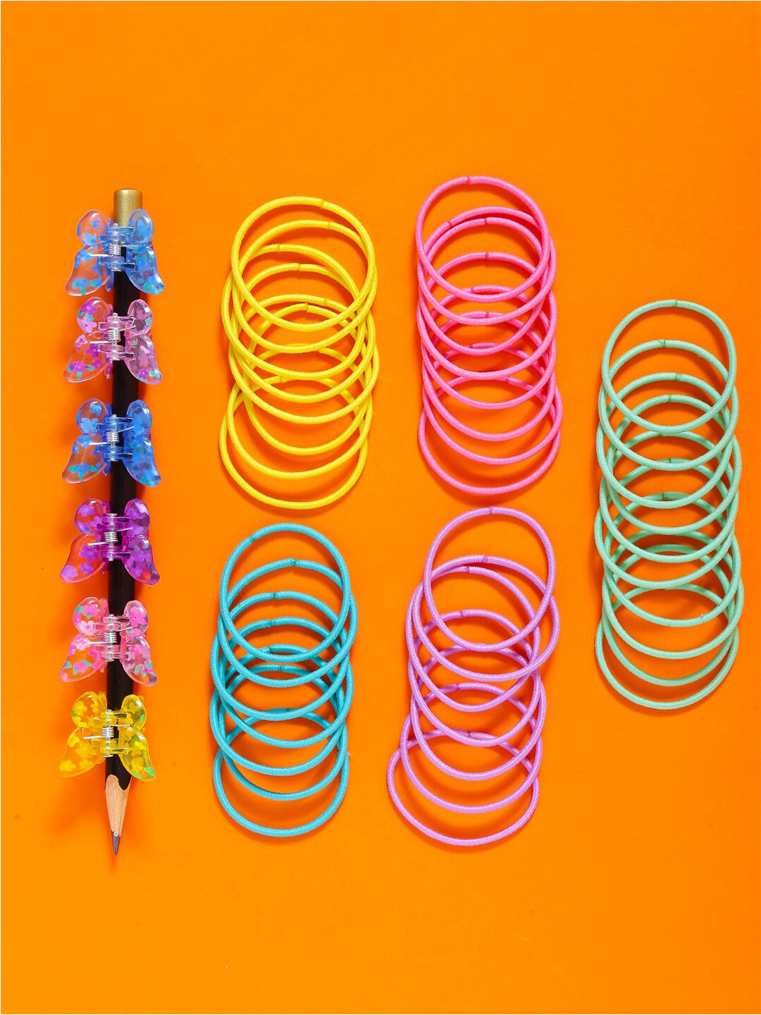 Yellow Chimes Women Blue & Purple Hair Accessory Set of