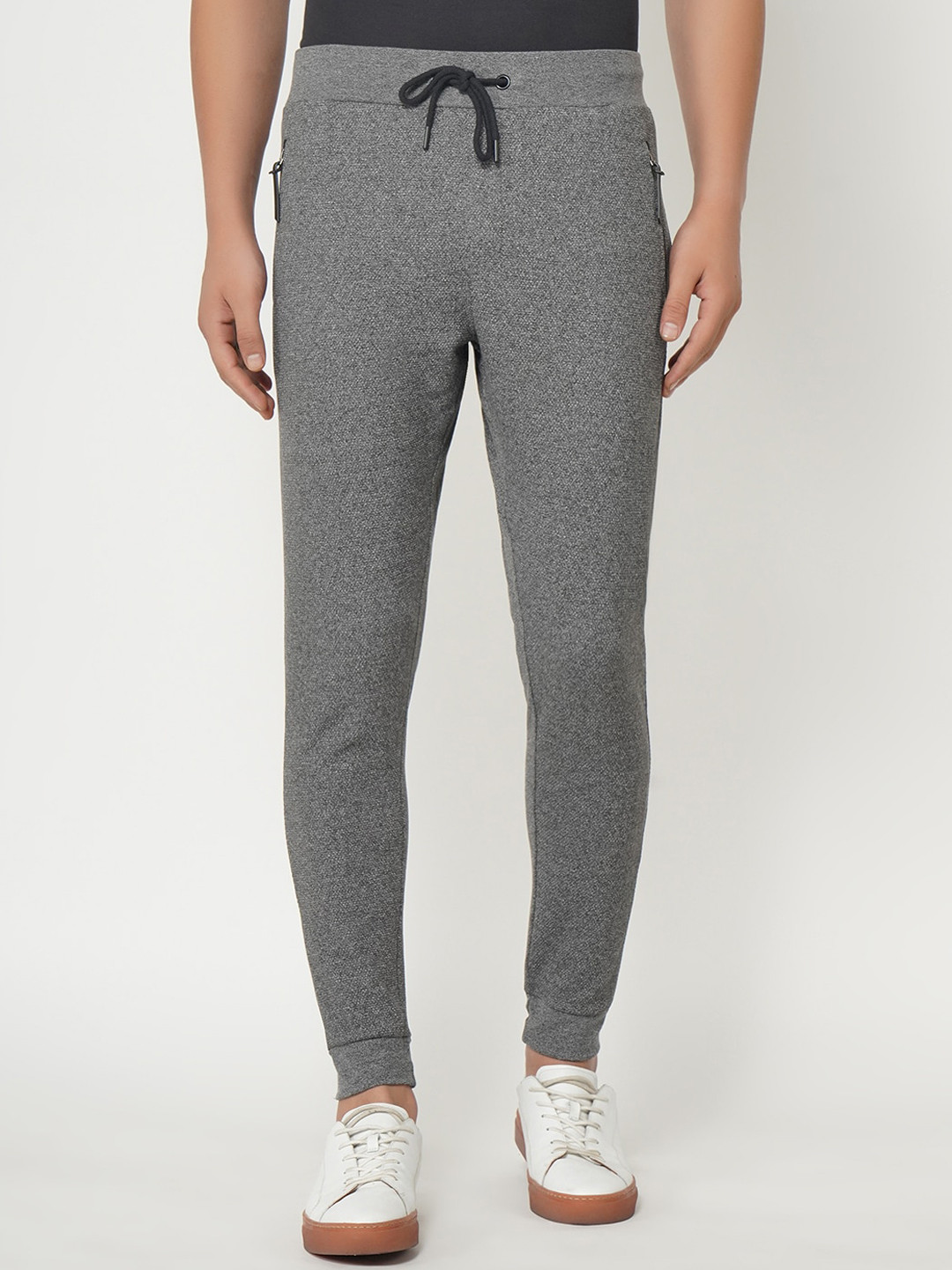 Blackberrys Men Grey-Coloured Solid Slim Fit Joggers