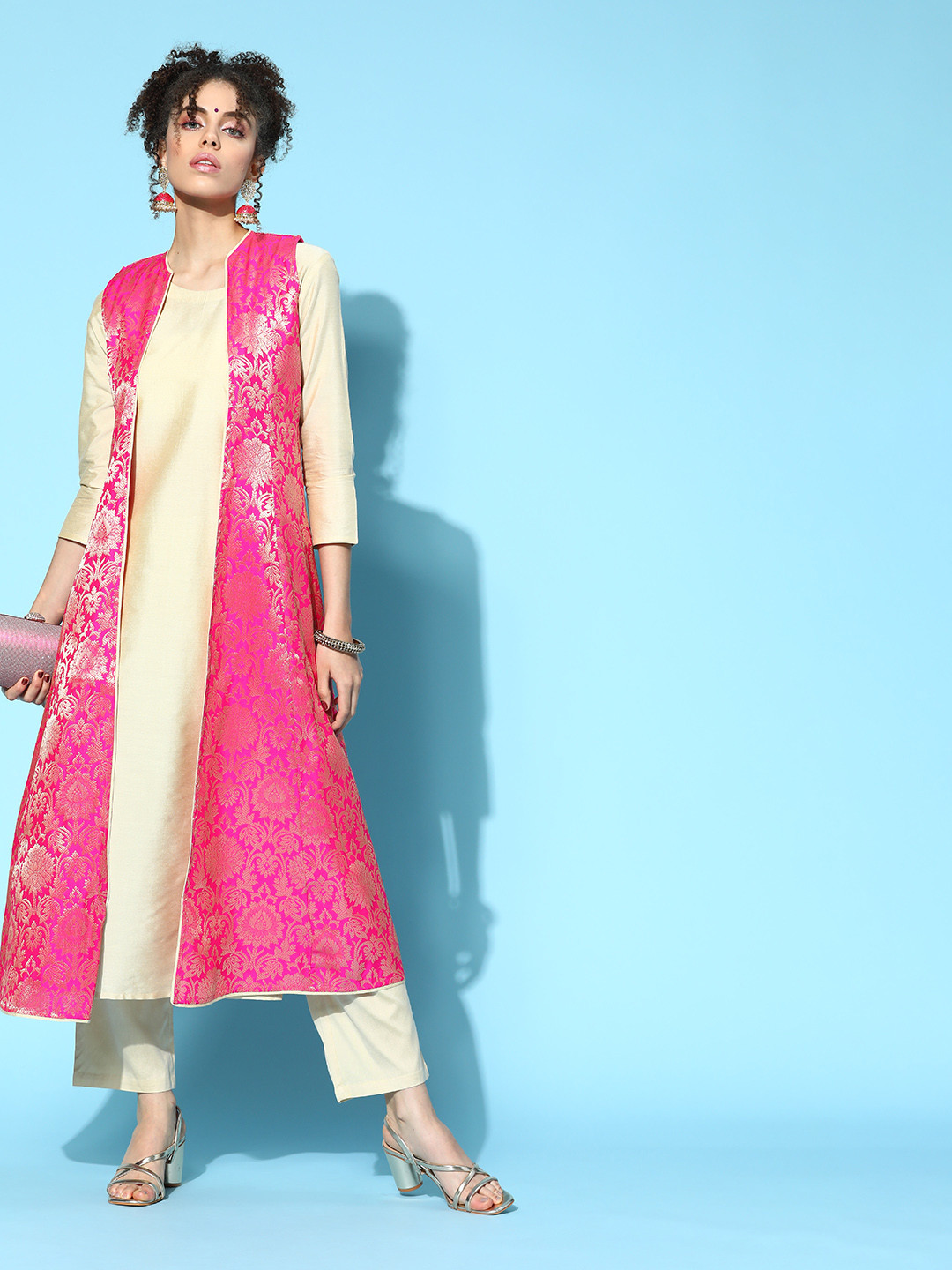 Anayna Woven Design Silk Blend Kurta Set