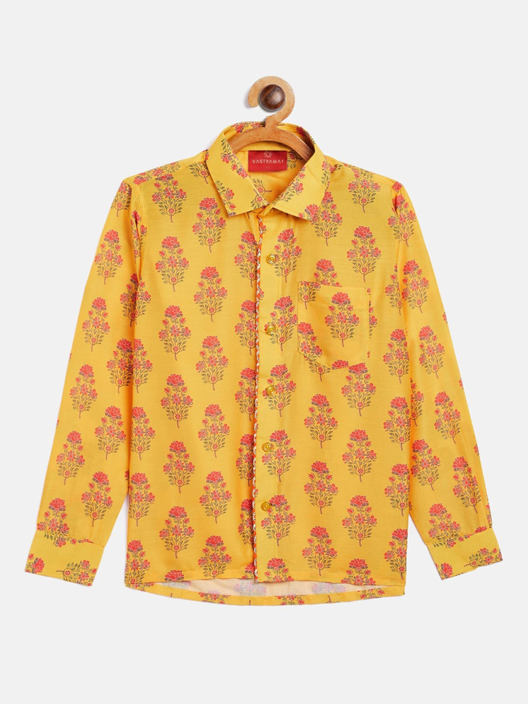 VASTRAMAY Boys Multicoloured Floral Opaque Printed Party Shirt