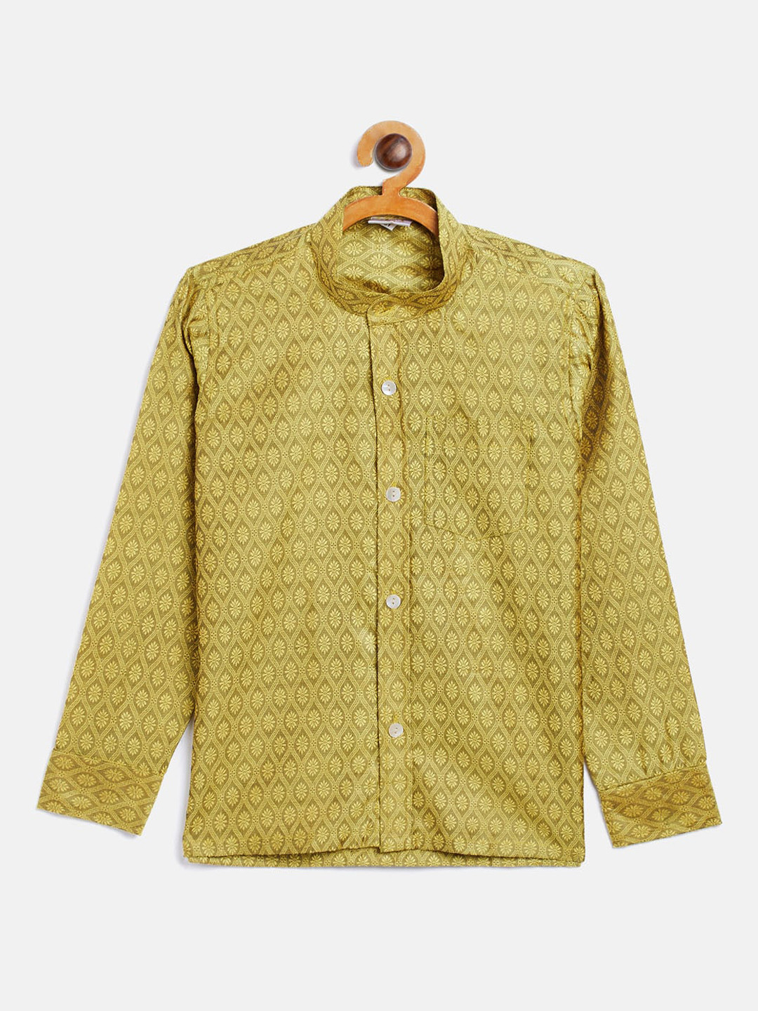 VASTRAMAY Boys Mustard Opaque Printed Casual Shirt