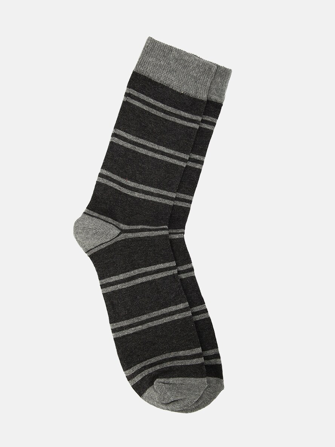 LINDBERGH Men Grey Striped Calf Length Socks