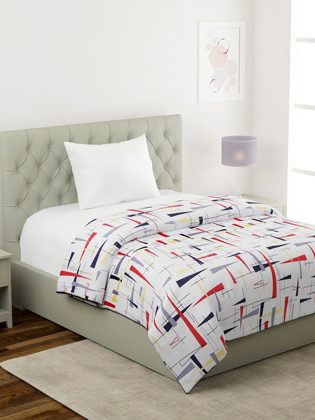 KLOTTHE White & Red AC Room 233 GSM Single Bed Dohar