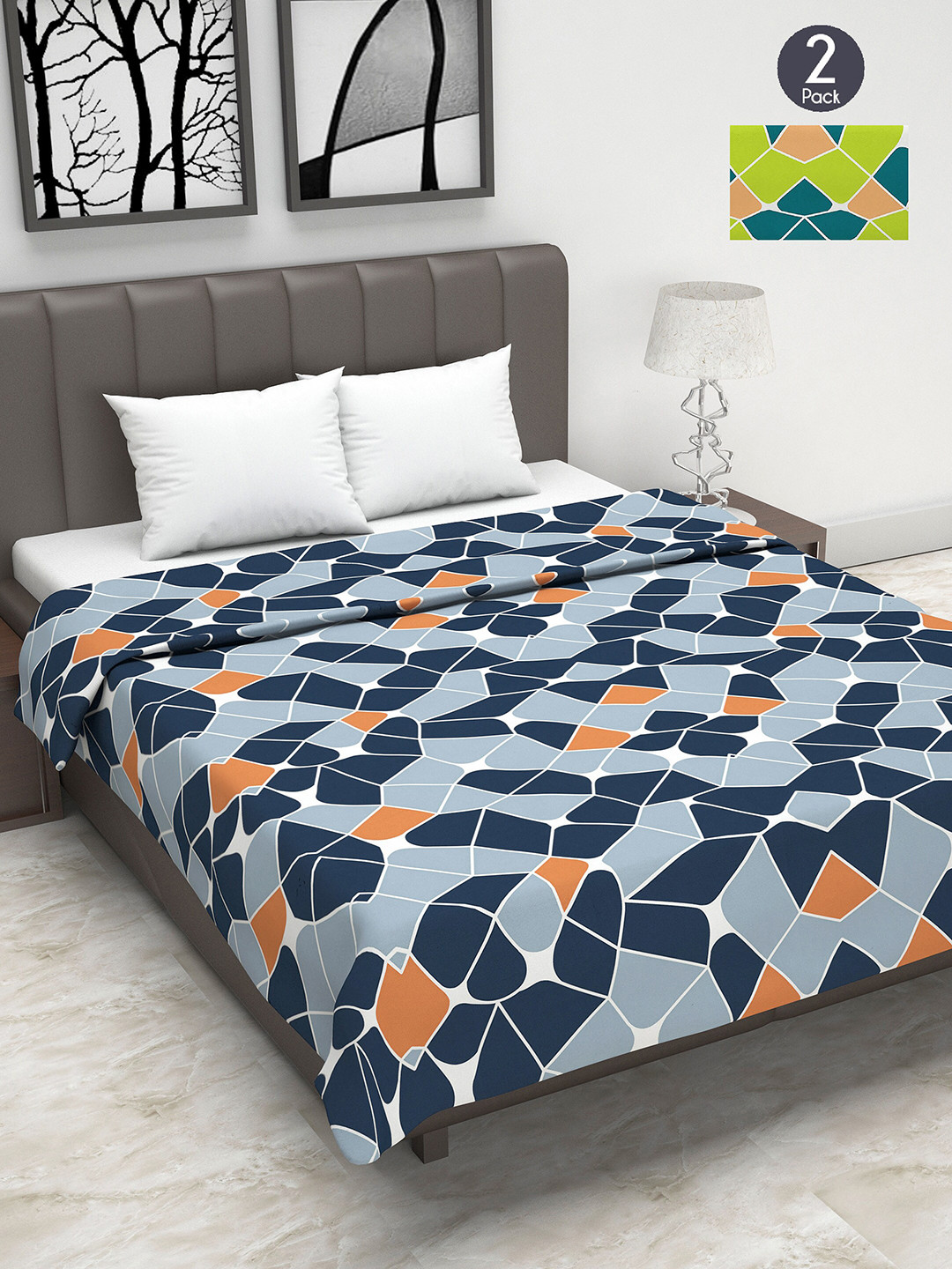 Divine Casa Blue & Green Set of 2 Mild Winter 120 GSM Double Bed Dohars