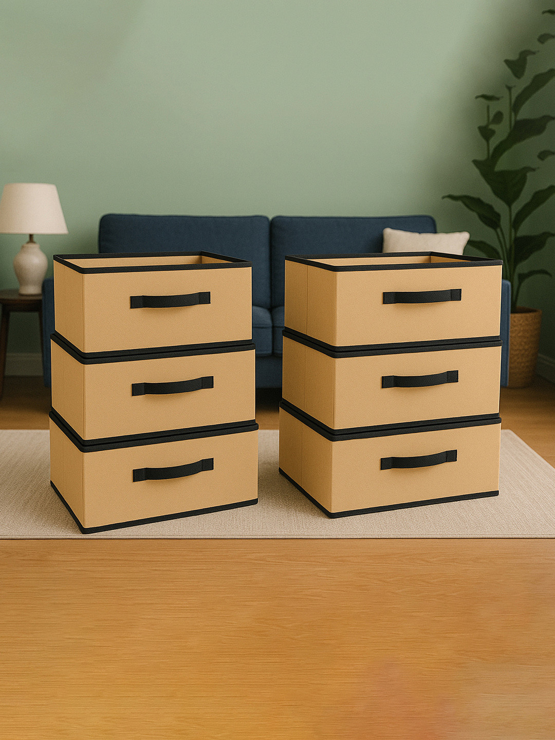 Kuber Industries Set Of 6 Brown Multipurposes Clothes Storage Box Foldable Drawer Box