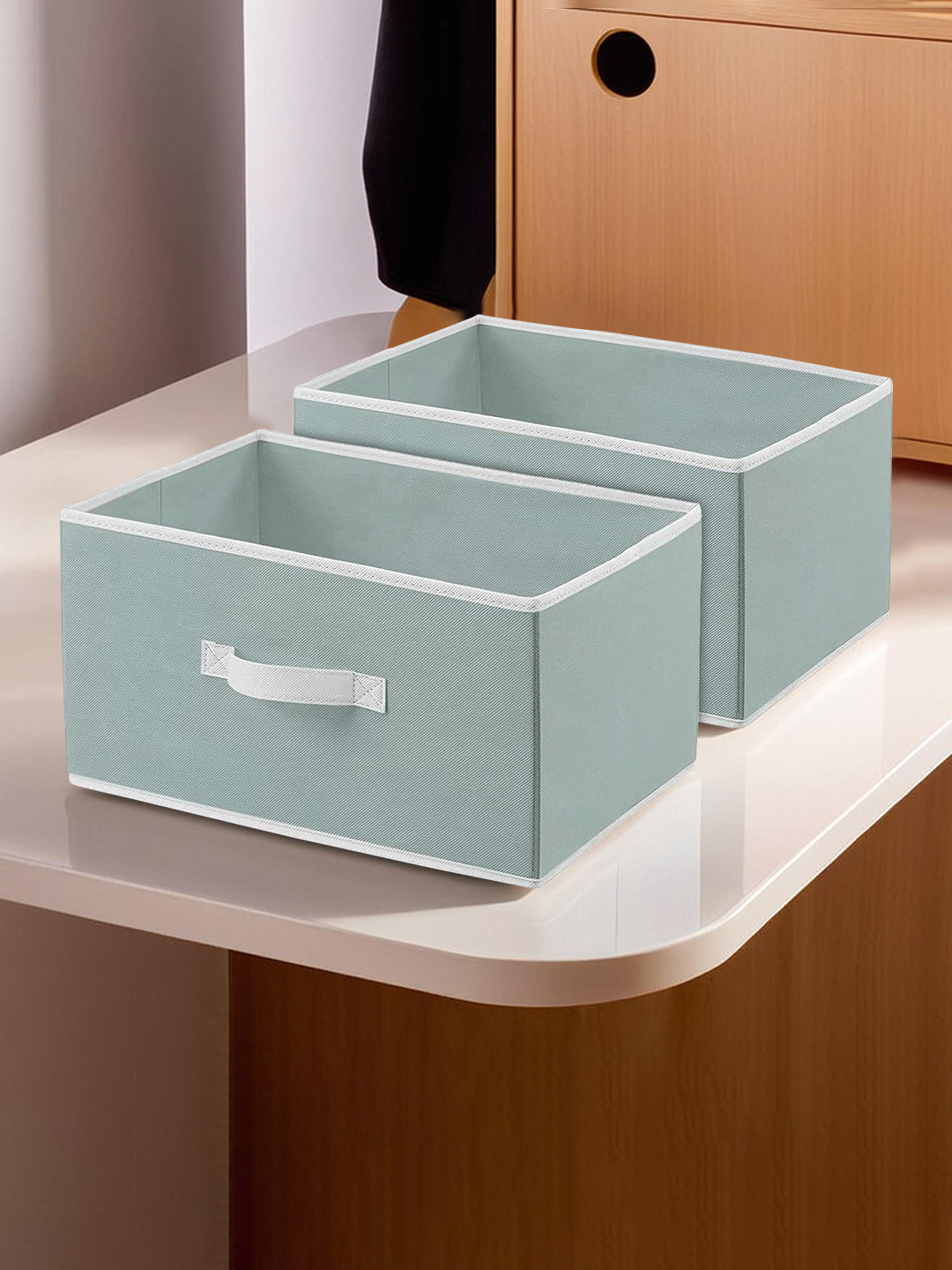 Kuber Industries Set of 2 Solid Grey Multipurpose Rectangular Foldable Storage Box
