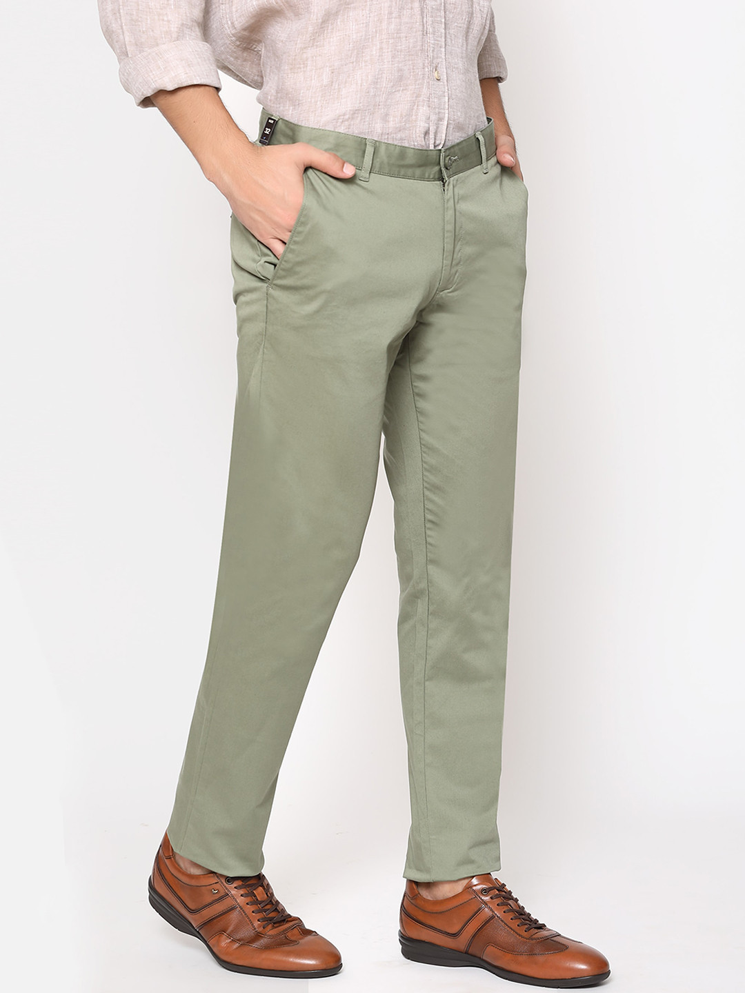 Blackberrys Men Olive Green B-91 Skinny Fit Chinos Trousers