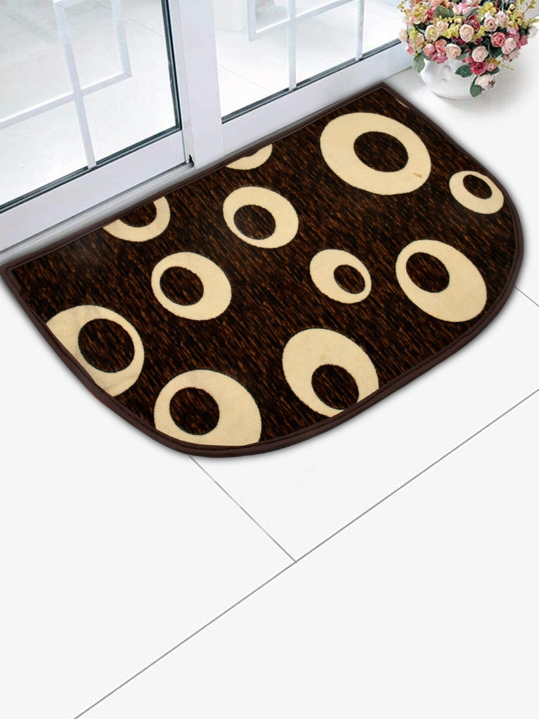 Kuber Industries Brown & Beige Printed Rubber Anti-Skid Doormat