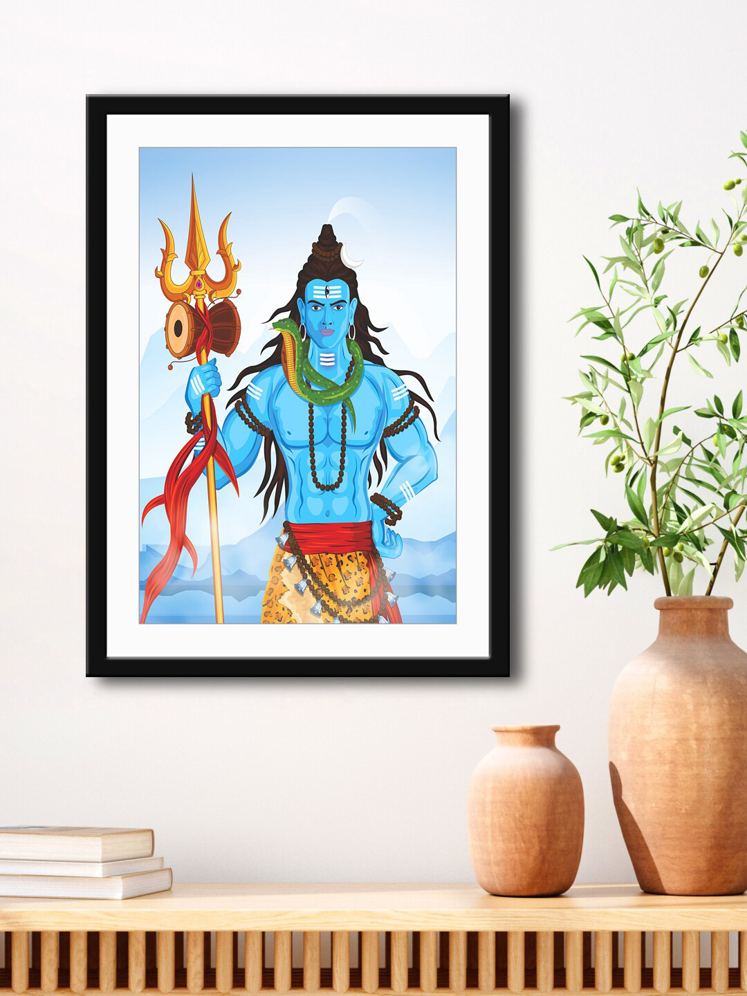 999Store Lord Shiva Mahadev Paper Wall Rectangle Paintings Wall Art -60 x 40In