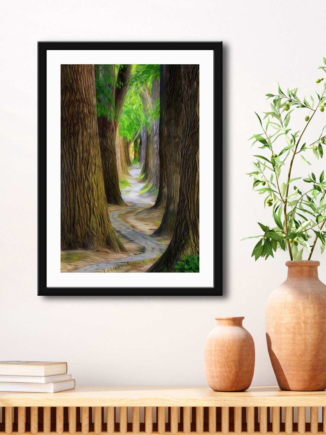 999Store Brown & Green Nature Road View Printed Painting Wall Art
