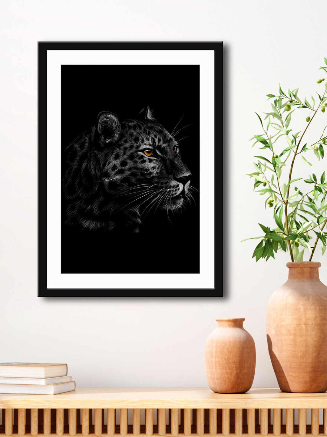999Store Black & White Jaguar Printed Painting Wall Art