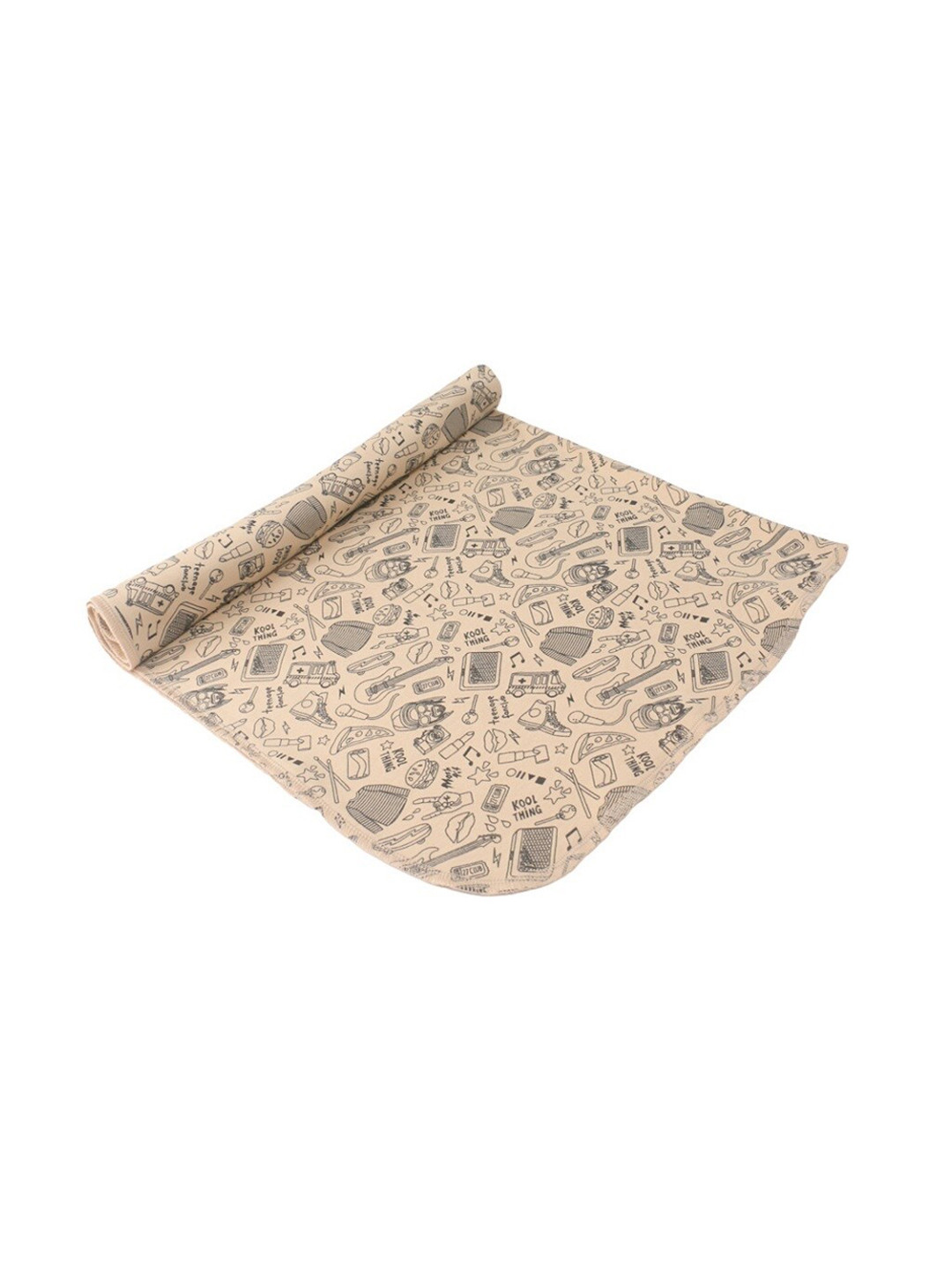 Nino Bambino Infant Kids Beige & Grey Printed Organic Cotton Swaddle