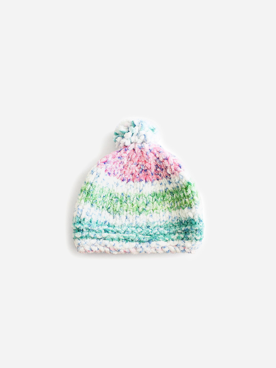 Woonie Unisex Kids Green & White Beanie