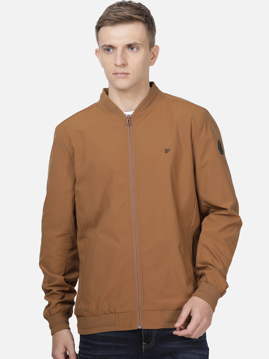 t-base Men Tan Lightweight Bomber Jacket