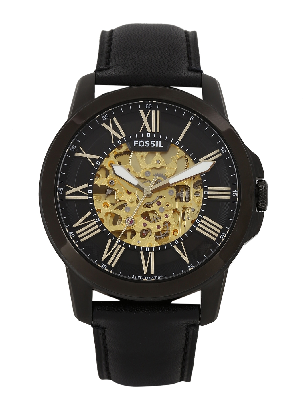 Fossil automatic watch discount black and gold