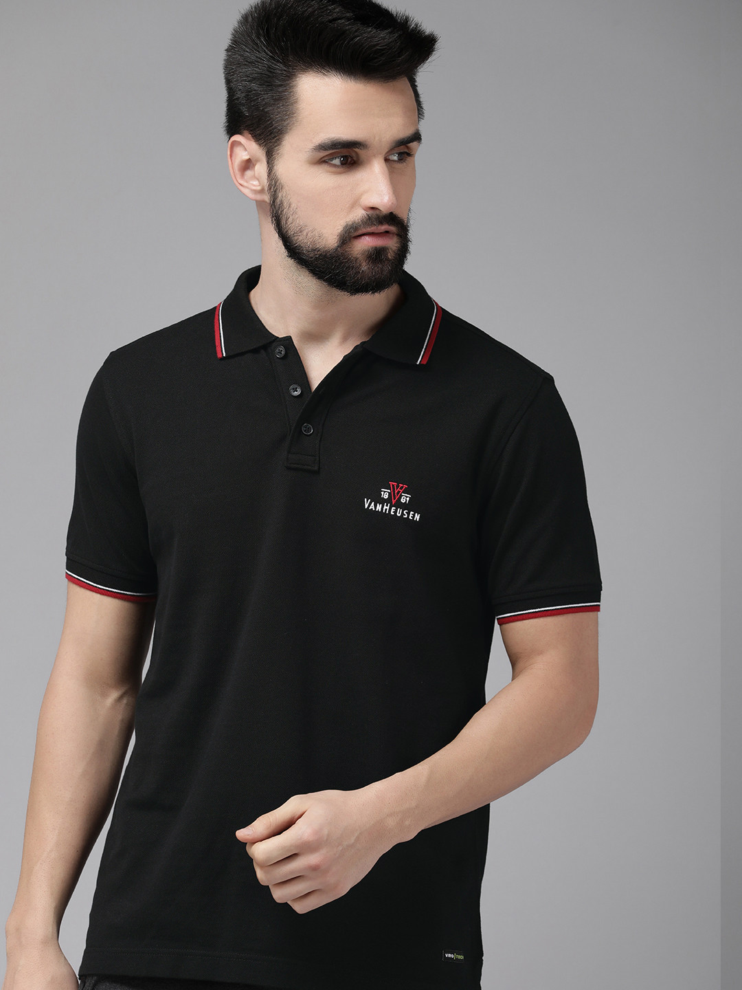 Van Heusen Athleisure Pure Cotton Solid Antiviral Ultra Soft Polo T-Shirt