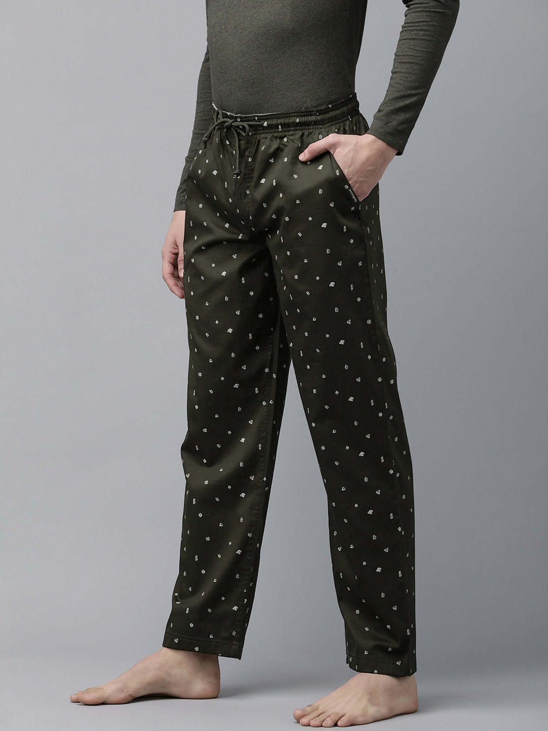 Van Heusen Innerwear Men Printed Drawstring Waist Ultra Soft Athleisure Lounge Pants