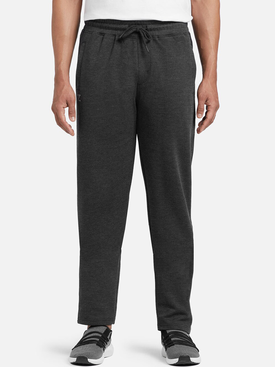 XYXX Men Grey Cotton Rich Solid Track Pants