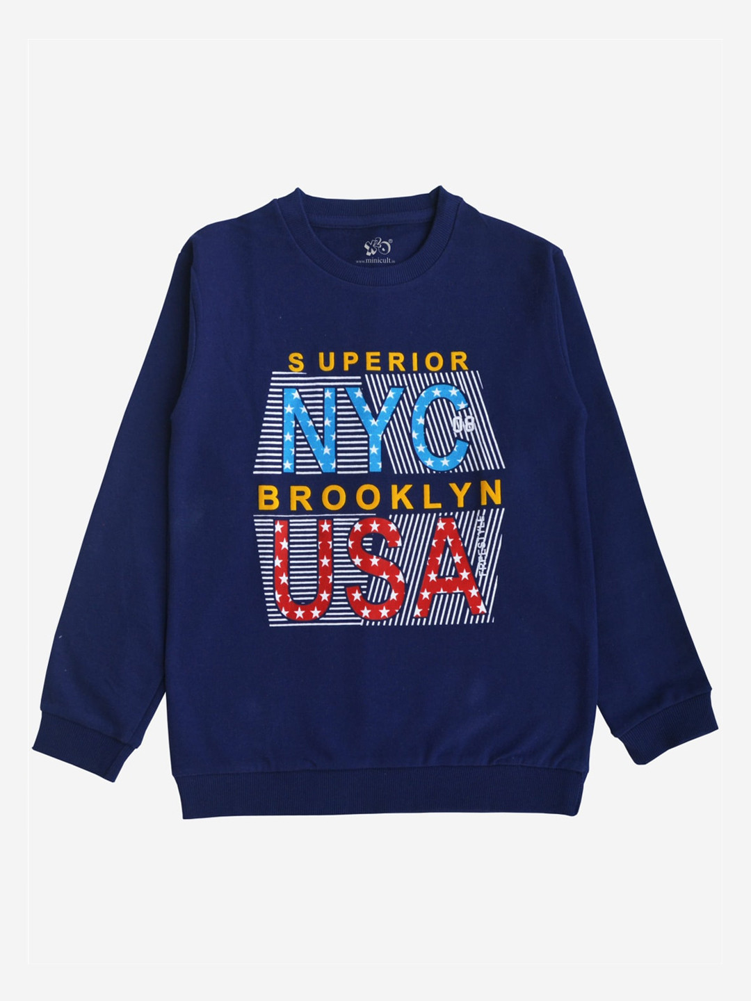 x2o Unisex Kids Navy Blue Printed Sweatshirt