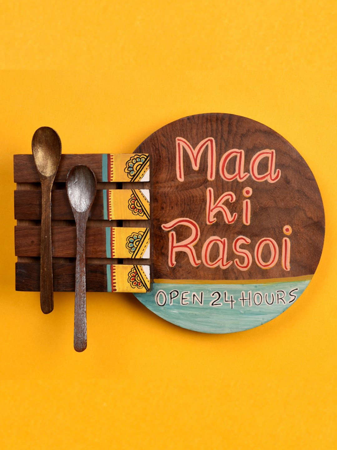 AAKRITI ART CREATIONS Maa Ki Rasoi Wood Matte Hanging Hall Wall Hangings-7.1In